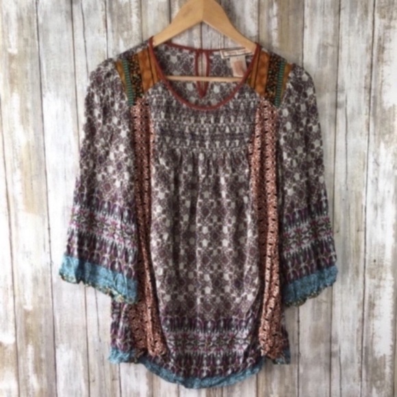 Flying Tomato Tops - Flying Tomato Mixed Print Blouse